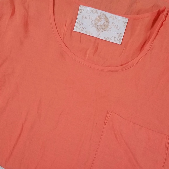 Bella Dahl Tangerine Orange Pocket Hi-Lo Blouse - Picture 2 of 4